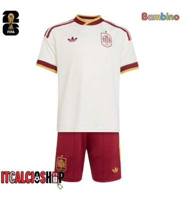 Spagna Seconda Maglia Bambino Mondiali 2026 Manica Corta (+ Pantaloni corti)